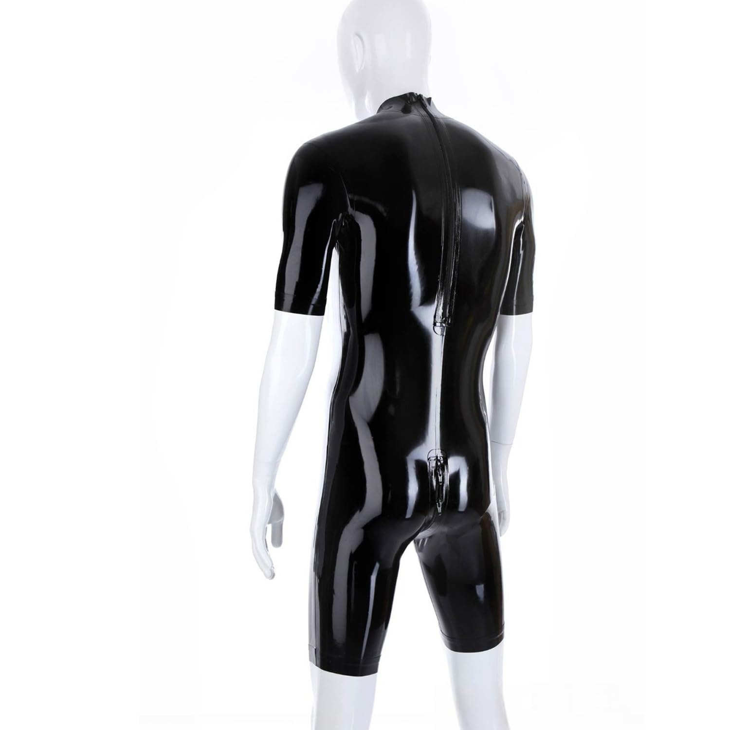 IOKUKI Catsuit Latex Homme Fait Main,Body Caoutchouc Manches Courtes,Fermeture éclair Dos et Entre Jambes,pour Les Club à Thème