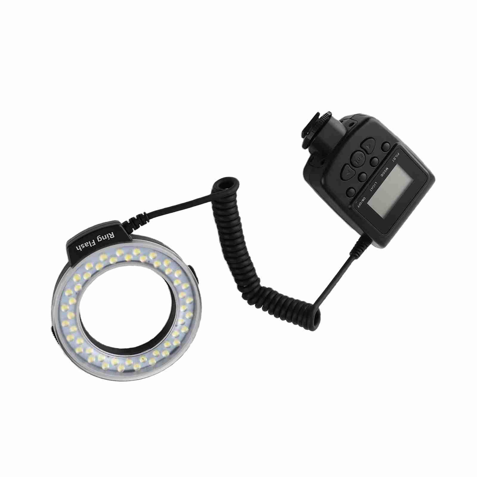 Fabater Przenośna Błyskowa LED na Baterie Światło Wypełniające z Filtrami Kolorowymi i 8 Adapterami do Fotografii, 48 Koralików 7 Poziomów Jasności 4 Tryby Błysku Kontroler LCD do Makrofotografii DSLR