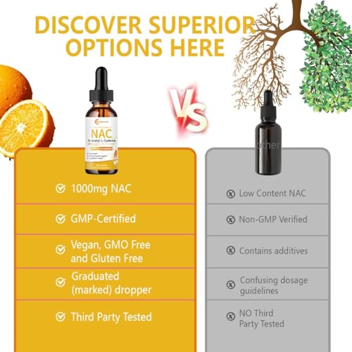 Image of Liquid NAC Drops 1000 MG, NAC Supplement N-Acetyl Cysteine with R-Alpha Lipoic Acid,NAC for Kids & Adults, Immune & Antioxidant Support, Liver & Lung Health, Orange Flavor, 0 Sugar, 2FL OZ