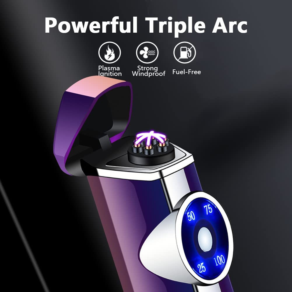 SKRFIRE Triple-Arcs elektrische aansteker, plasma-aansteker buiten, oplaadbare USB-aansteker, winddichte aansteker met batterij-indicator (Raindow SKRFIRE Triple-Arcs elektrische aansteker, plasma-aansteker buiten, oplaadbare USB-aansteker, winddichte aansteker met batterij-indicator (Raindow