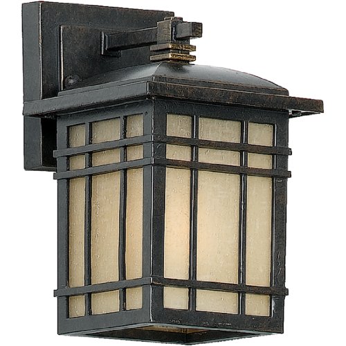 Image of Quoizel Hillcrest 9.25 inch Outdoor Wall Lantern, Imperial Bronze | White Linen Textured Glass, Mission Style, ETL Wet Rated