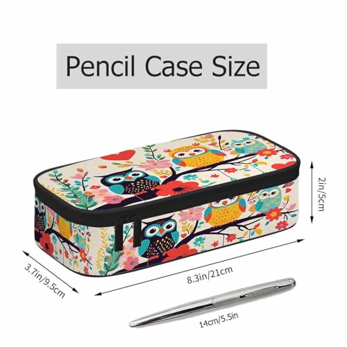 Image of Owls Pencil Bag Colorful Owl Branches Birdcage Flower Butterfly Big Capacity Pencil Case Pencil Pouch Pen Bag School Students Boy Girl