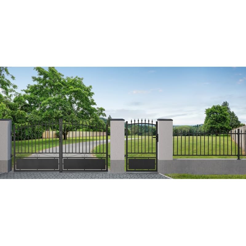 Gardenode Easy Clôture Poteau Aluminium sur Platine avec Chapeau H 86.5 cm Noir