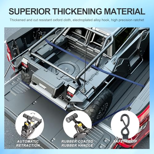 Image of SZYANG 2PCS Retractable Ratchet Straps Compatible with 2015-2026 Ford F150 Retractable Tie Down Straps Replacement for 2015-2026 Ford F-150 Accessories