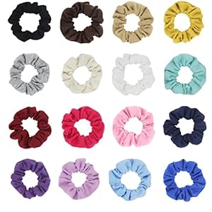 SUSULU Pack of 16pcs Soft Hair Scrunchies Single Jersey Solid Color Ponytail Holders Elastic Hair Ties for Women Accessories