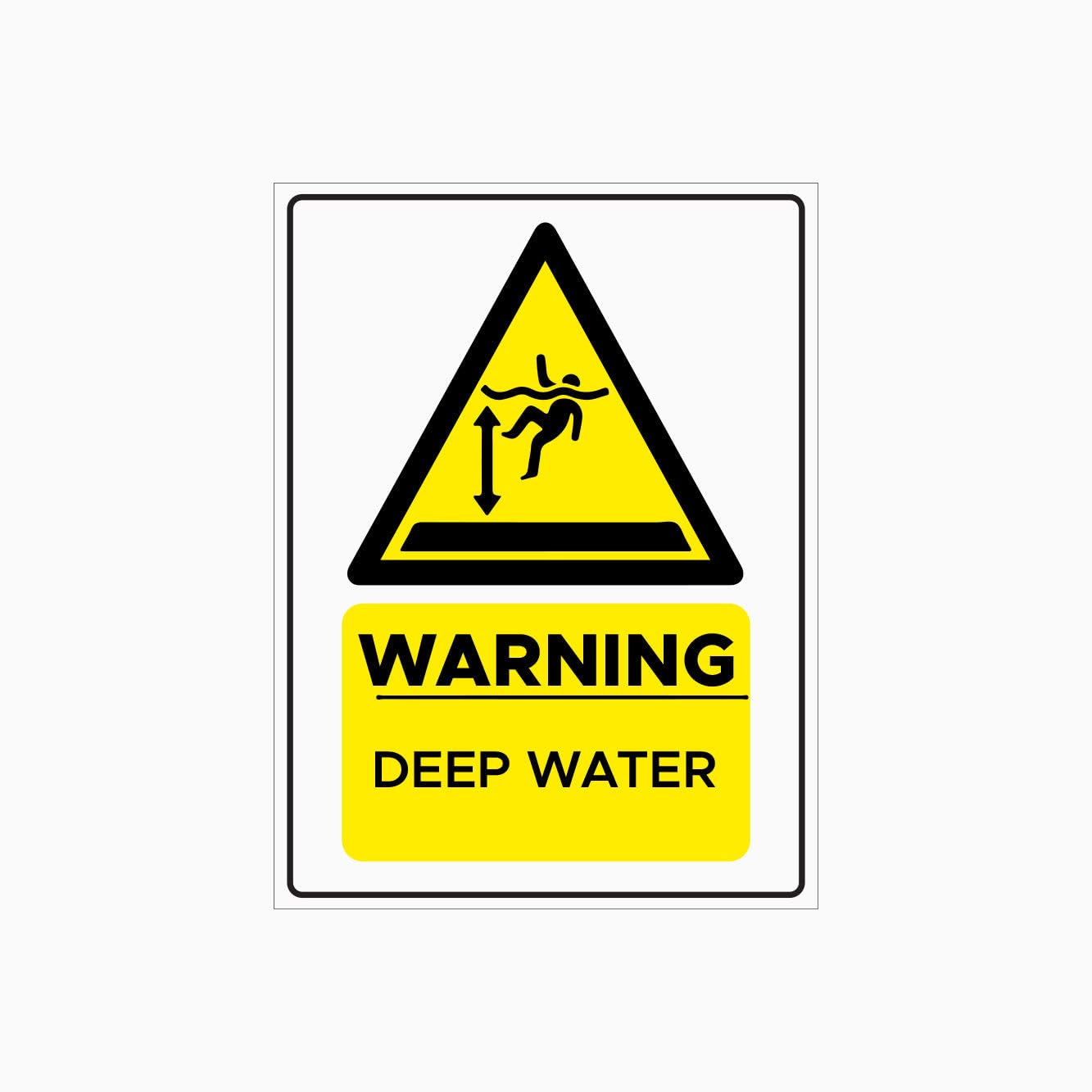 DEEP WATER Sign, 12x8 Metal Tin Sign, Warning: Deep water.