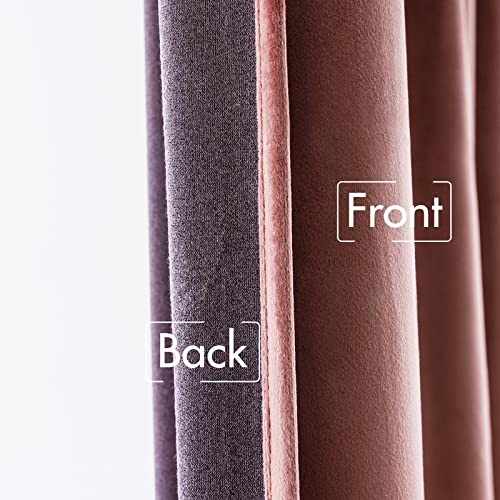 Image of MIULEE Velvet Curtains 52x63 inches 2 Panels Dusty Rose Pink Curtains | Luxury, Bedroom Living Room, Thermal Insulated, Super Soft Window Drapes, Rod Pocket & Back Tab