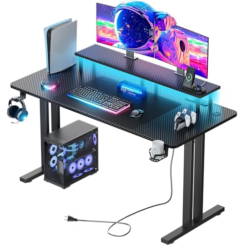 受取決定しました【LEDライト付き】ゲーミングデスク120cm Amazon | Victone ゲーミングデスク L字「メーカー2年保証」 幅120cm