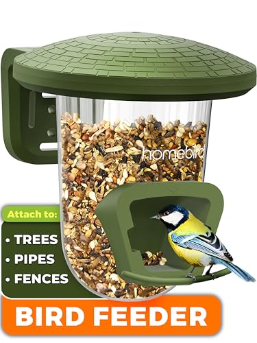 Outdoor Bird Feeders for Small Birds – Pigeon Proof and Rat Proof Bird Feeder for Fences, Walls, Trees and Balcony – PerchPod for Wild Birds – UK Designed No Mess Bird Seed Feeder