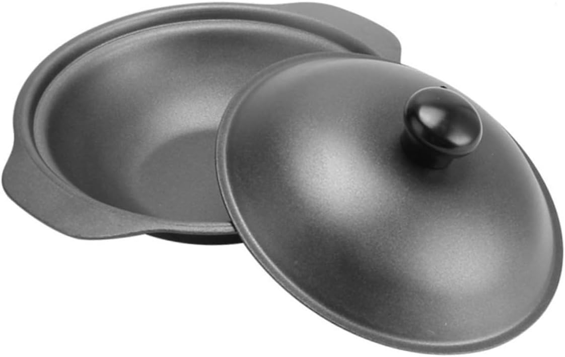 Ipetboom Cast Iron Casserole Yellow Stewed Chicken Rice Pot with Iron Lid Energy-saving Clay Pot for Even Heating and Slow Heat Dissipation with Heat-resistant Handles