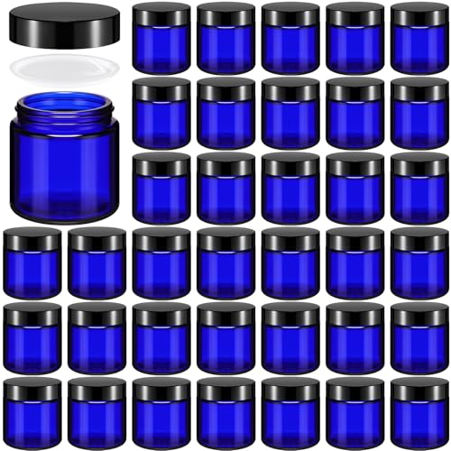Image of Norme 36 Pcs 4 oz Glass Jars with Lids Cosmetic Jars, Black, Blue