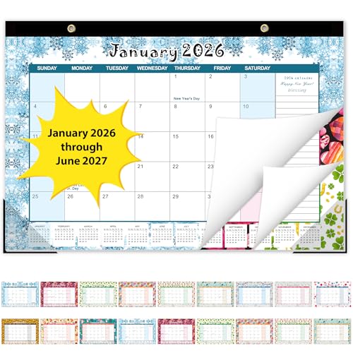 Image of GuassLee Desk Calendar 2026-2027, Desktop Calendar Monthly Pages 17 inch x 11.5 inch Runs from Jan.2026 to Jun. 2027-18 Monthly Hanging Calendar with Corner Protectors for School, Home and Office