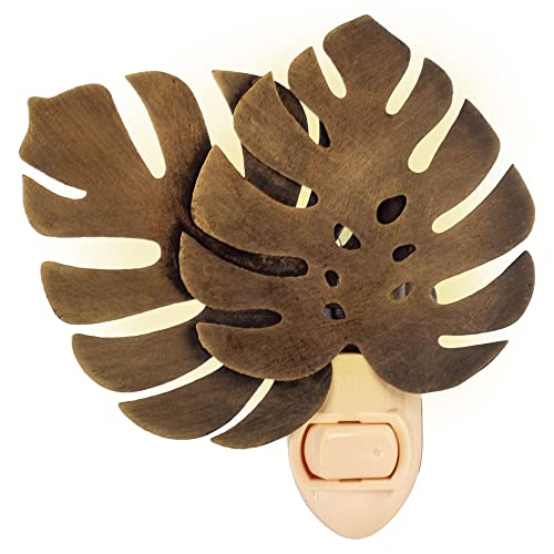 Image of CTW 370757 Antique Brass Monstera Leaf Night Light, 3.25-inch Height