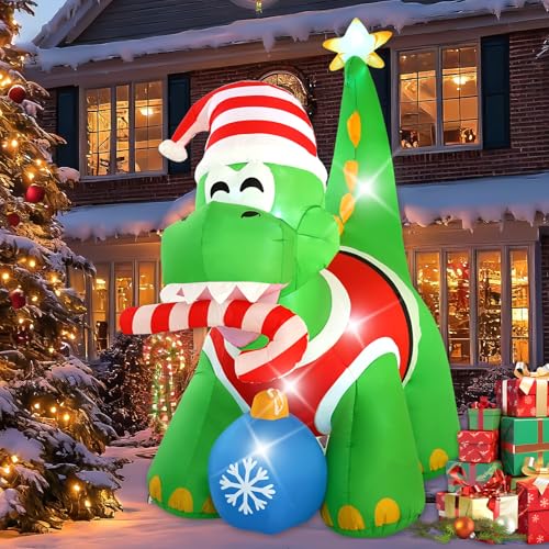 InfleasJoiy 13FT Dinosaur Holding Ball Christmas Decoration with Built-in LED