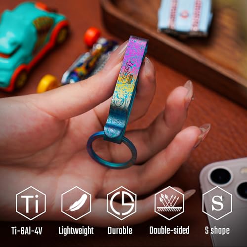 Image of KeyUnity KM00 Titanium Belt Loop Keychain Clip Double Side Quick Release Key Holder with Detachable Key Ring