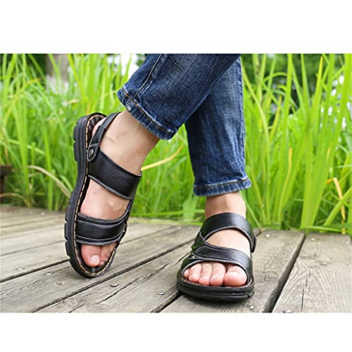 Men's Leather Sandals Casual Beach Shoes Non-Slip Slippers Two Sandals Men Sandals Leather(42)3