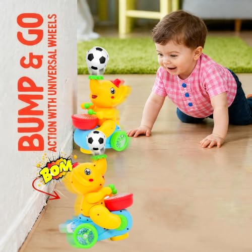 Image of Gooyo USB Rechargeable Drummer & Dancing Cute Elephant Toy for Kids with Smoke Effect, Blowing Ball Fun Feature, Flashing LED Lights & Music, Bump & Go Action, Gift Box Packaging