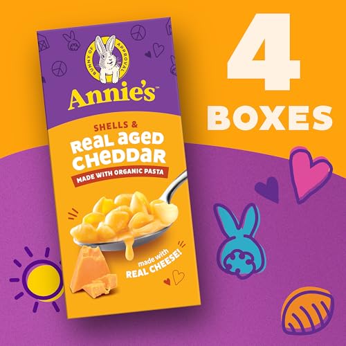Image of Annie's Shells and Real Aged Cheddar, Made with Organic Pasta and Real Cheese, 4 Ct, 24 oz