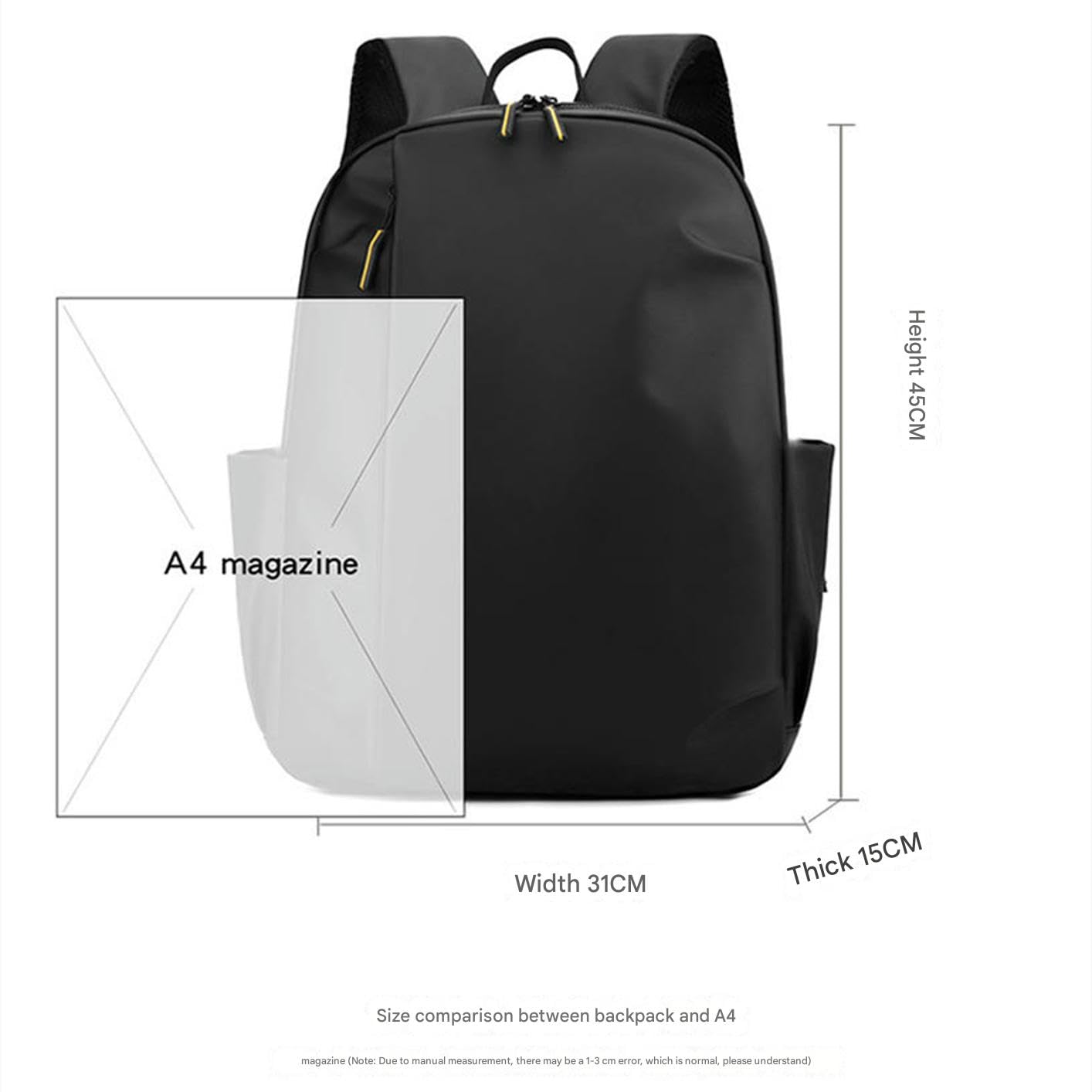 Zaino Viaggio Zaino Sportivo da Esterno di Grande capacità, Borsa per Computer da Ufficio, Zaino da Viaggio Multifunzione, Trolley da Lavoro-Nero