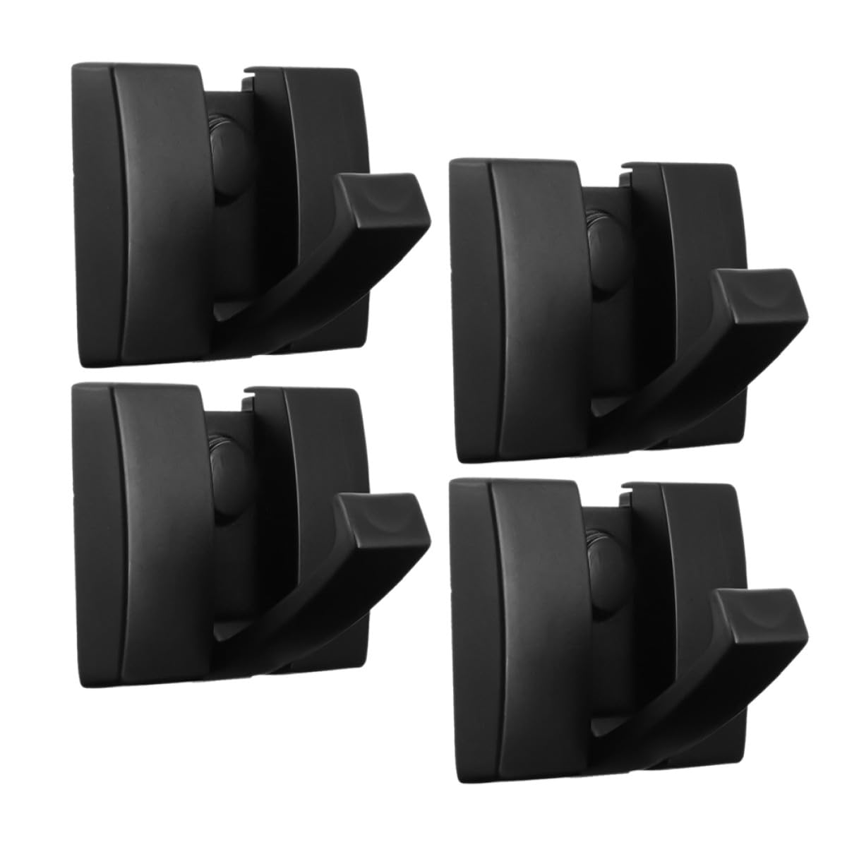 Ganchos Plegables Adhesivos de Pared 4 Piezas, Gancho Negro de Aluminio Espacial para Baño y Dormitorio, Organizador Multiusos sin Taladro para Toallas y Ropa
