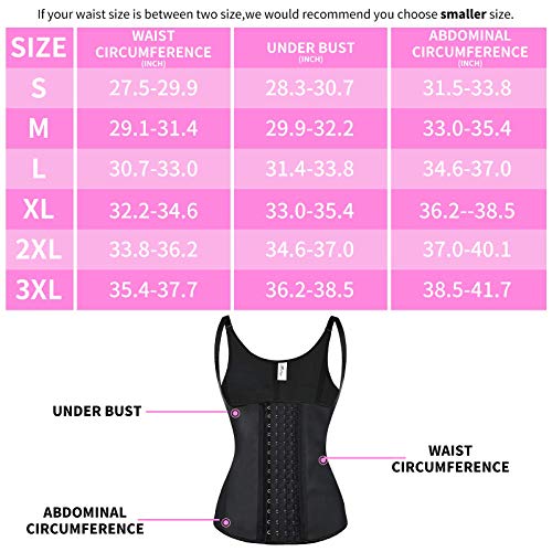 Hopgo Sweat Waist Trainer Girdle Workout Sauna Tank Top Vest for Women Weight Loss Exercise Latex Corset Slimming Vest Shapewear Black Size XL