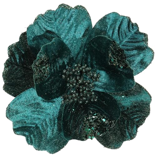 GL-Turelifes Flores de Navidad grandes con purpurina de 8.7 pulgadas, 6 piezas de flores artificiales de Pascua de terciopelo para árbol de Navidad, adornos florales plegables para Navidad, Año Nuevo,