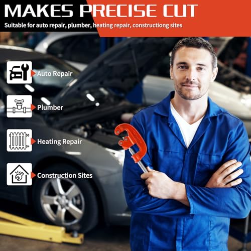 Professional Pipe Cutter Tool for 1-3" Pipes,Heavy Duty Metal Tube Cutter to Galvanized Pipe,Ironr, and PipeCopper,Metal Tube Cutter Great With 2 additional blades for Plumbers or Metalworkers - Image 5