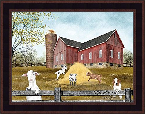 Home Cabin Décor Kids Will Be Kids by Billy Jacobs 15x19 Goats Fence