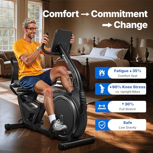 Image of MERACH Recumbent Exercise Bikes for home, Light Commercial High-end Recumbent Bike for Seniors Adults, Magnetic Recumbent Exercise Bike with Smart Bluetooth and Exclusive App, LCD, Heart Rate Handle