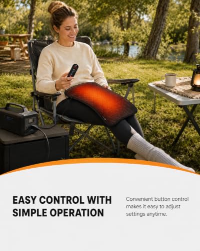 Image of CooCoCo Portable Electric Blanket 12 inch X 24 inch with 5 Levels Up to 140F | Adjustable Auto-Off Timer, Lightweight Travel Electric Blanket for Body Relaxation
