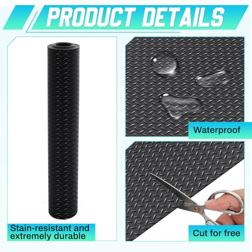 Image of Breling 20 in x 10 ft Rubber Diamond Plate Rolls Garage Floor Mat for Under Car, Heavy Duty Flooring Rug for Trailers Garage, PVC Water /Stain Outside Resistant Parking Rv Tool