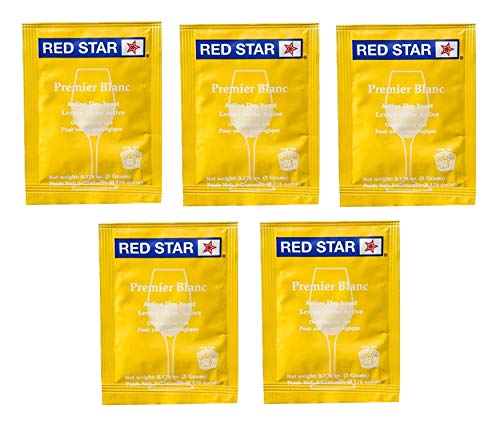 North Mountain Supply - Rs-Pb-5 Red Star Premier Blanc Wine Yeast - Pack Of 5 - With Freshness Guarantee, Yellow #TOP8