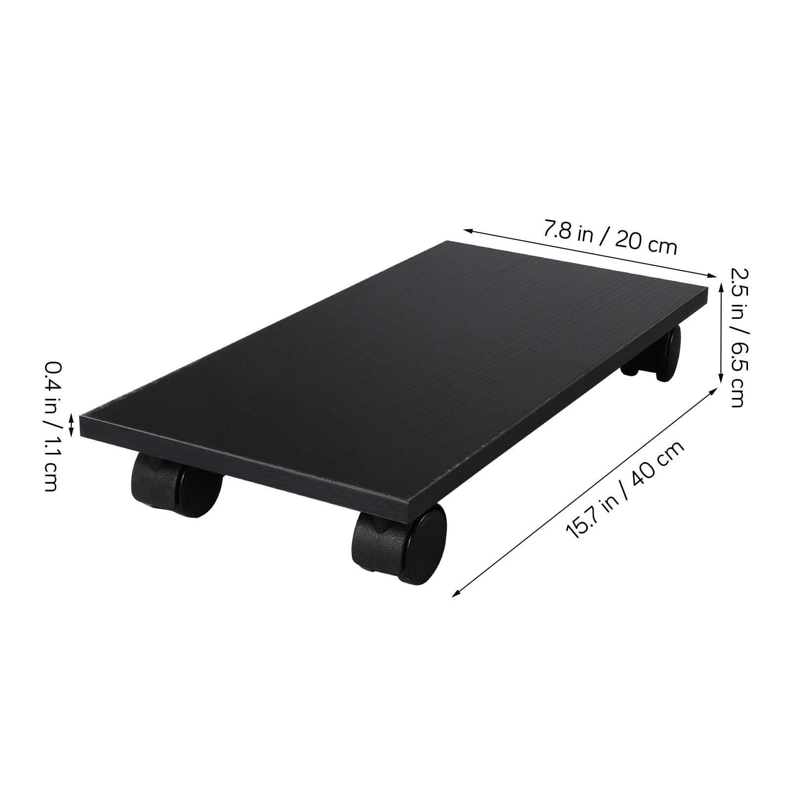 2 Pezzi Supporto per Torre PC con Ruote Bloccabili Nero in Legno