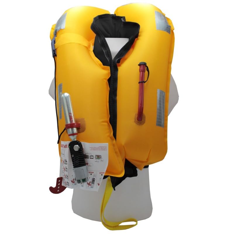 Gilet de Sauvetage Gonflable Automatique 170 N Essential avec Harnais – Sécurité Marine ISO 12402-3 – Sifflet & D-Ring – Flottabilité Fiable – Confort & Visibilité