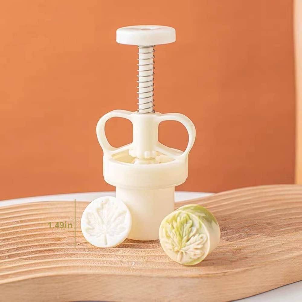 Mooncake Mold 25g- Cookie Stamps Plastic Hand Press Maple Leaf Shape Kitchen Gadgets DIY Baking Pastry Tool (Maple Leaf)