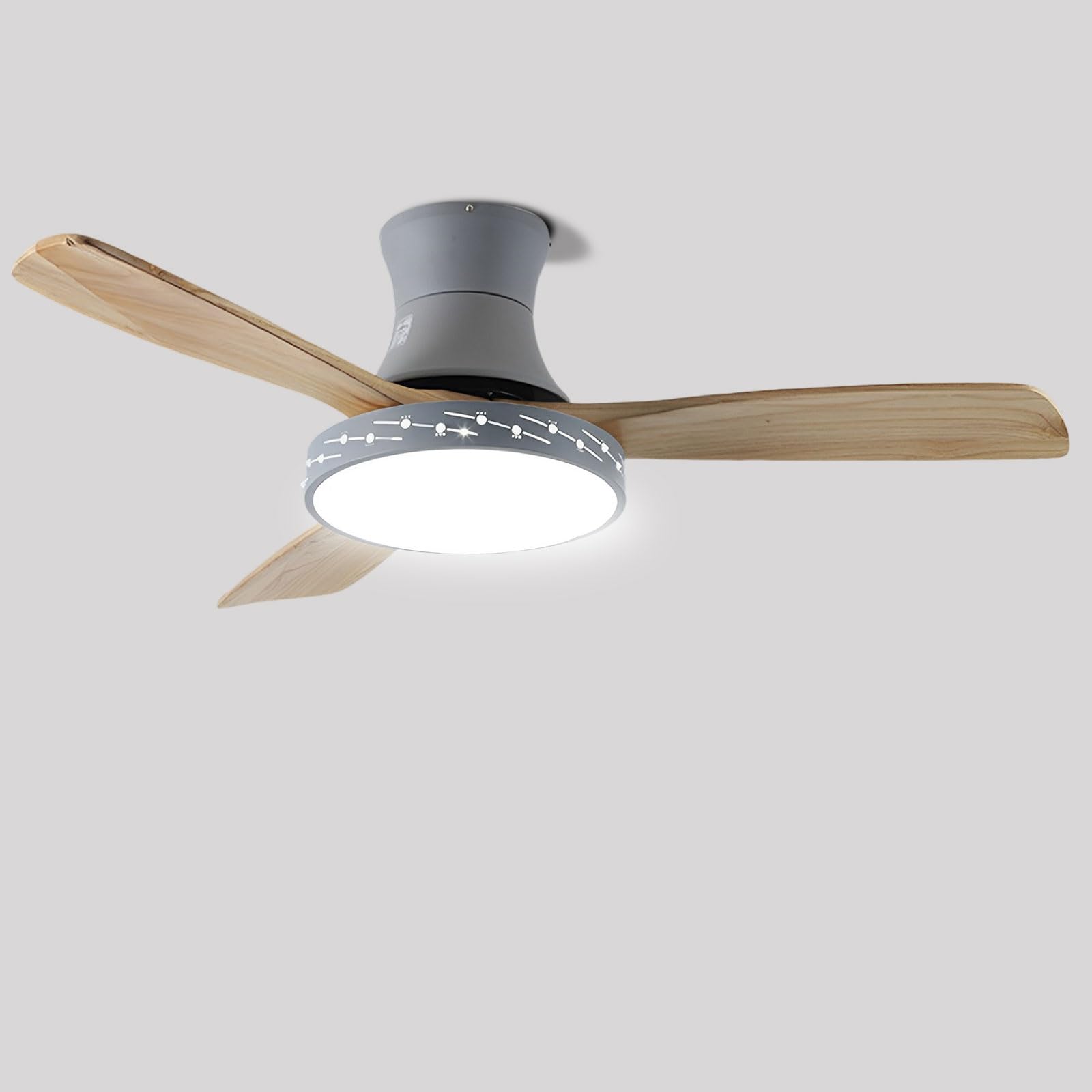 KXEcoLife Remote Dimmable Ceiling Fan Light Indoor Quiet With DC Motor Nordic Fans Lights 3 Wood Blades For Bedroom Lounge Room Living Study