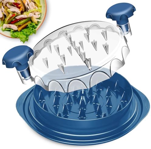 Krafty’s 3 in 1 Chicken Shredder - Manual Meat Shredder for Beef & Chicken – with Brush & Silicon Anti Slip Mat - Dishwasher Safe - Blue