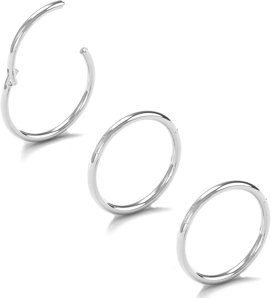 0.8/1.0/1.2/1.6/2.0/2.5/3.0/4.0mm Acier à charnière Septum Segment Clicker Lèvres Nez Anneau Hoop Helix Cartilage Daith Tragus - 1