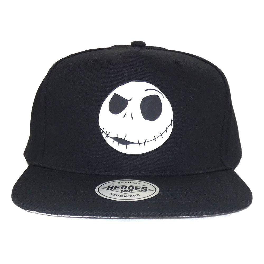 The Nightmare Before Christmas Unisex Black Heroes Inc Nightmare Before Christmas Curved Bill Cap Jack Face Rubber Badge