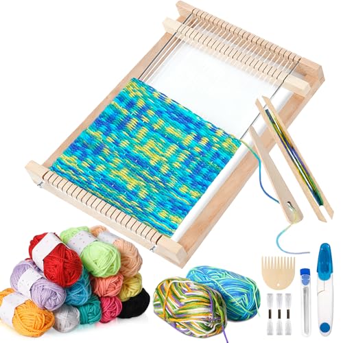 TEBOKHAD Métier à Tisser Pour Enfants, Métier à Tisser En Bois Pour Enfants De 4 à 12 Ans, Métier à Tisser Artisanal, Kit De Métier à Tisser DIY Pour...