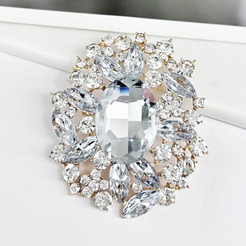 Image of Flower Brooch Pin Costume Jewelry Accessory Gold Tone