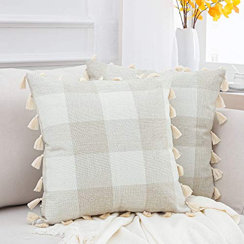 Topfinel Fundas Cojines Sofá Cama Hogar Algodón Lino Cuadro Decorati