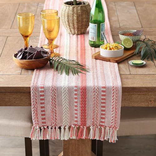 Image of THE HOME TALK Premium Cotton 4-6 Seater Table Runner -14x72 Inches-Orange|Elegant Dining|Handcrafted Quality|Stylish Console Decor for Dining Table, Parties, Events