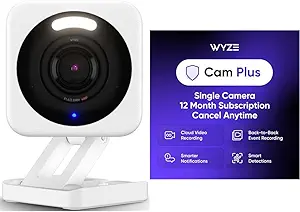 WYZE Cam v4 White Cam Plus Yearly, Covers 1 Camera, Auto-Renews at $19.99/Year, Activation Required asin的图片