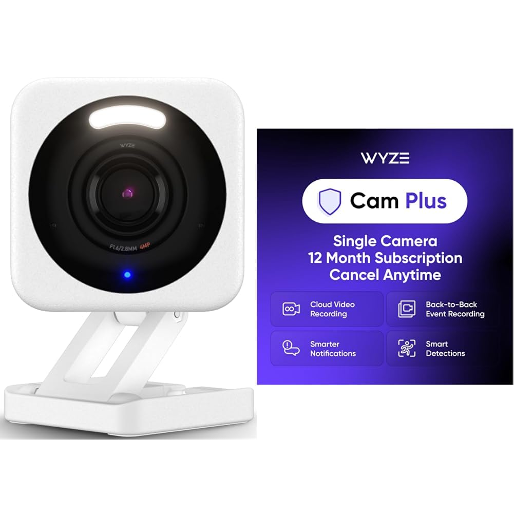Wyze Cam V4 White Cam Plus Yearly Covers Camera Desertcart