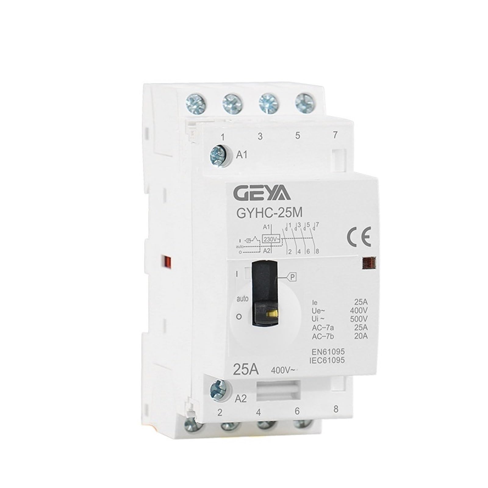 Contactor manual GYHC 4P 25A 4NO 2NO2NC 220V/230V contactor modular de CA for el hogar 50/60HZ (Color : 4P 25A 4NO 220V)
