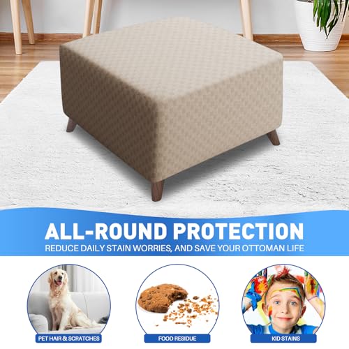 Funda otomana pequeña caqui MAXIJIN protectora para taburete rectangular plegable de almacenamiento 3