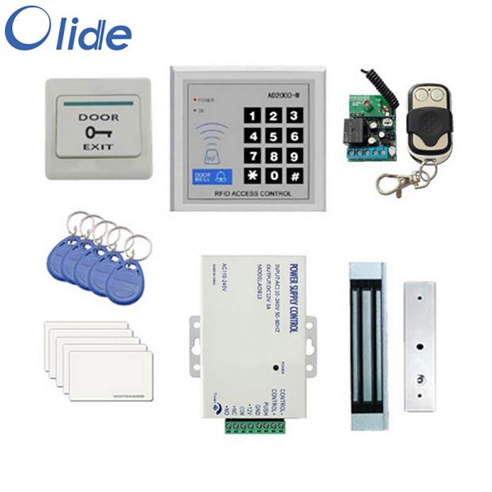 Kit complet de contrôle d'accès pour porte simple sans cadre avec serrure magnétique, clavier d'accès, télécommande, source d'alimentation, etc