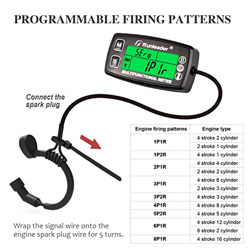 Nine-Rong Digital Multifunction Meter Tach Hour Meter Clock Temperature Rpm Maintenance Replaceable Battery With Backlight For Small Engine Lawn Tractor Motor Lawn Mower Atv Generator Snowmobile #TOP3