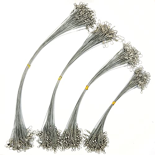 PISCORUSH 50pcs Fishing Wire Leaders Nylon-Coated Fishing Line Trace Lure Leaders with Swivels and Snaps Stainless Steel Fishing Tackle Leaders Tackle